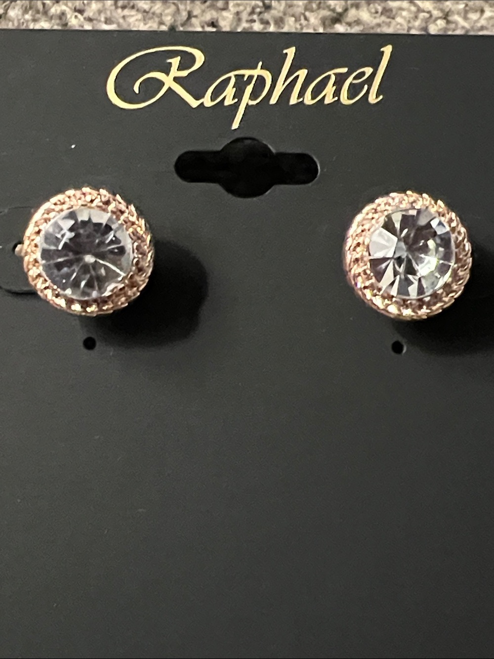 3/$18 Raphael Gold Tone Clear Crystal Halo Stud Earrings Lot 501